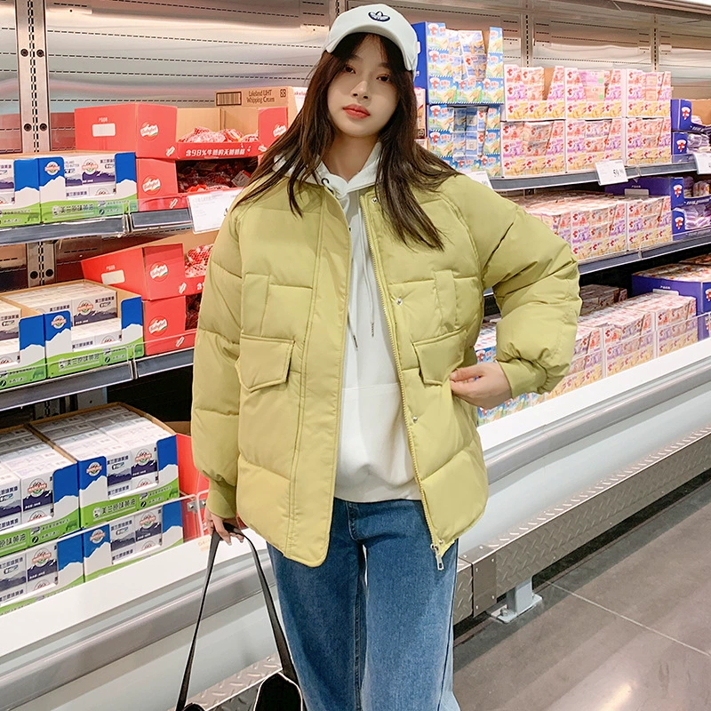 Бейсбольная форма в западном стиле, женская зимняя одежда, новое короткое утолщенное хлебное пальто, куртка с хлопковой подкладкой, теплое утолщенное пальто с хлопковой подкладкой, модное пальто