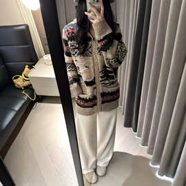 高端欧货复古费尔岛私服毛衣冬季新款拉夫老钱风开衫外女套