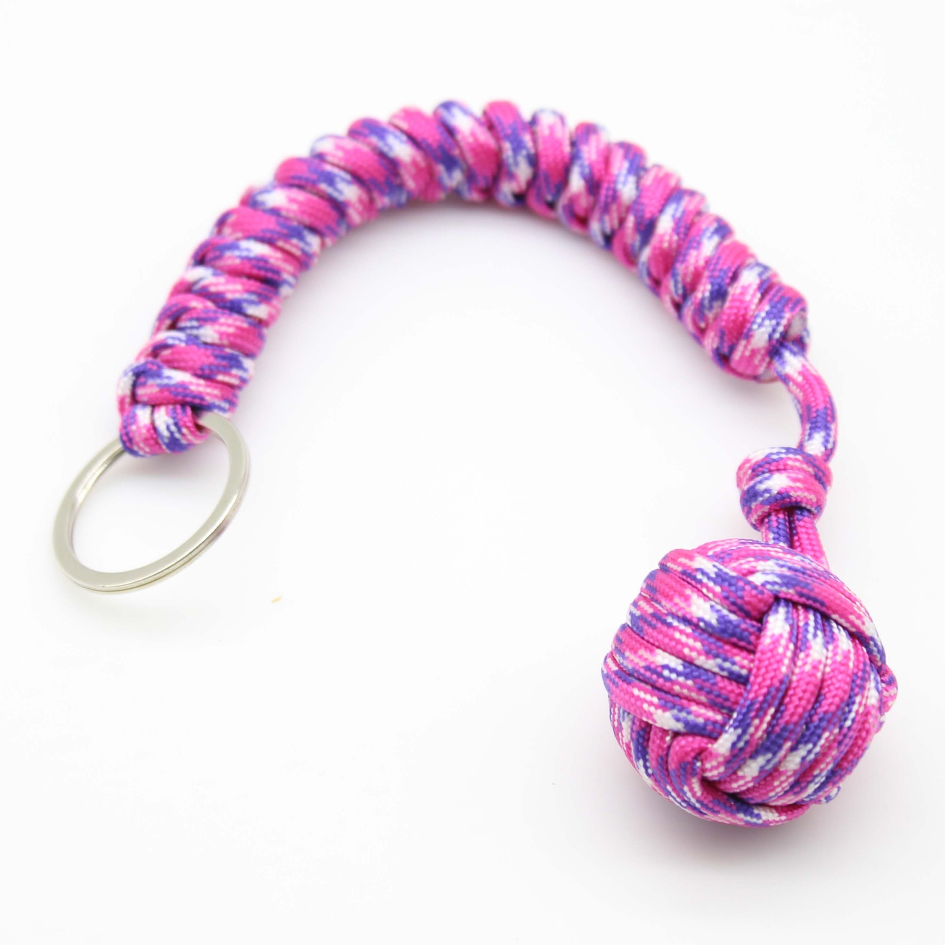 Paraguas cuerda tejida bola de acero serpiente nudo bola mono puño paraguas cuerda supervivencia al aire libre llavero paraguas cuerda colgante bola