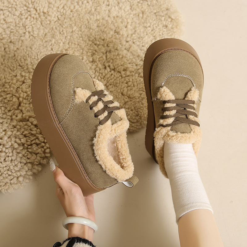 가을 겨울 여성용 두꺼운 밑창 고조 스노우 부츠 24 새로운 벨벳 두꺼운 BIRKENSTOCK 신발 한쪽 다리 DONGBAO 면화