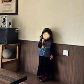 新中式女童套装2025秋冬新款上新国风复古盘口夹棉坎肩背心半裙潮