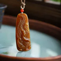 Магазин фабрики Hetian Jade, натуральный нефрит Синьцзян Hetian Jade Qemuo, старый материал, полный сахарный цвет, нефритовый кулон Феникс с сертификатом