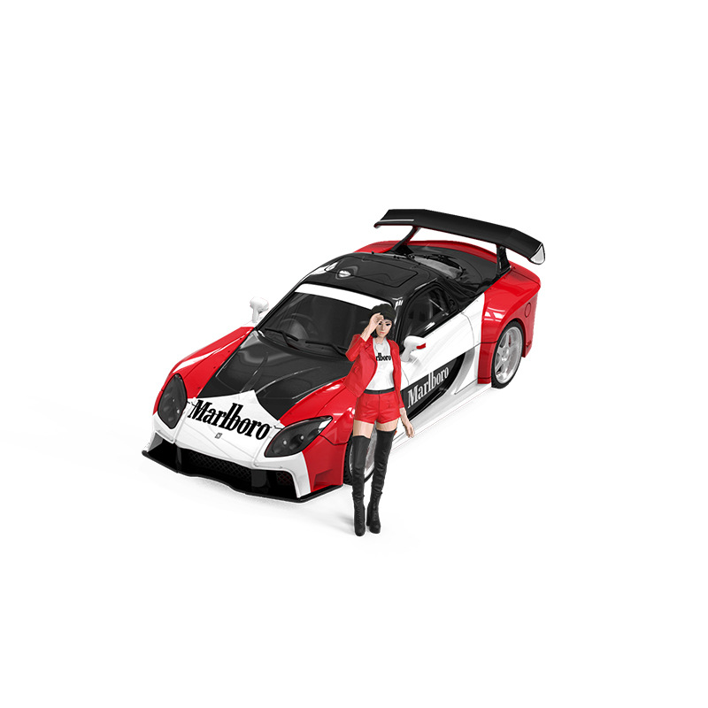 TIME TIMEMICRO1:64 MAZDA RX-7 VEILSIDE MARLBORO 시뮬레이션 합금 자동차 모델