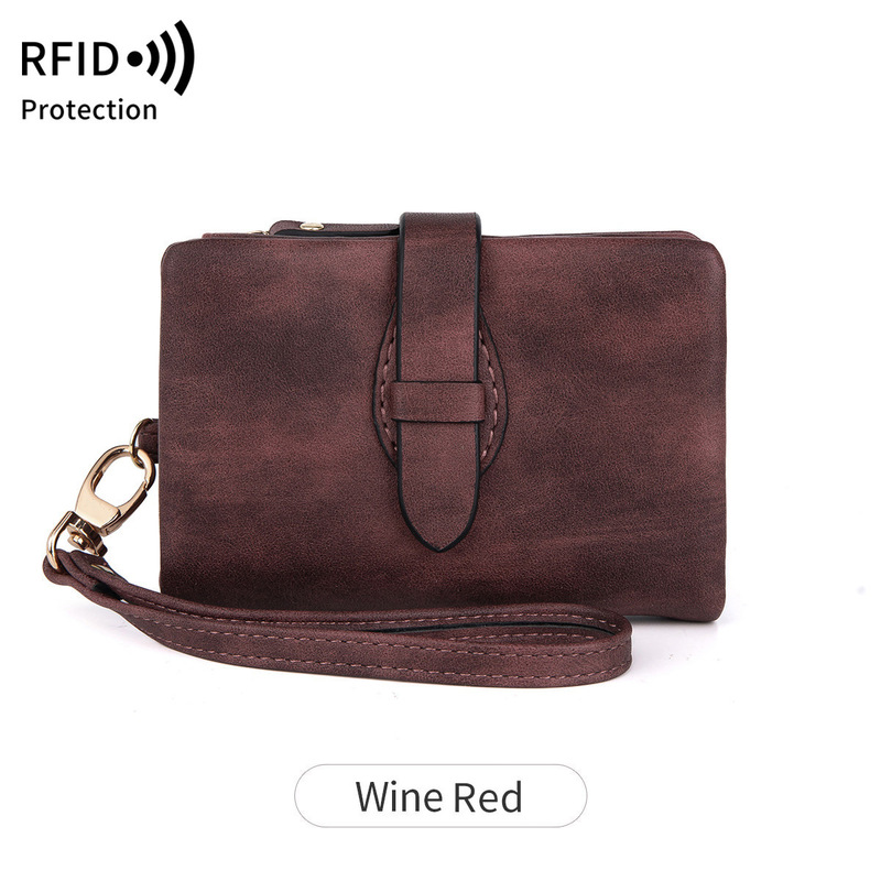 クロスボーダー新 RFID レディース財布 PU ソフトレザー 70% off ショートウォレットレトロファッションジッパーバックル小銭入れ|undefined