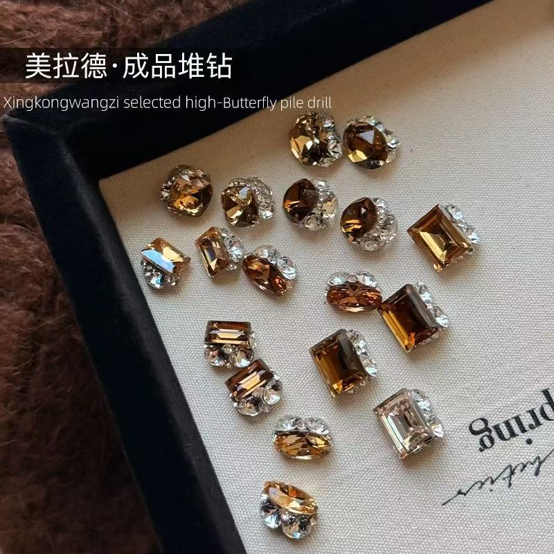 Nail Art Jewelry New Maillard Style Long Right Angle Pile Diamond Dark Purple High-End Color Flash Jewelry Diamond Nail Decoration Nail Art Jewelry New Maillard Style Long Right Angle Pile Diamond Dark Purple High-End Color Flash Jewelry Diamond Nail Decoration