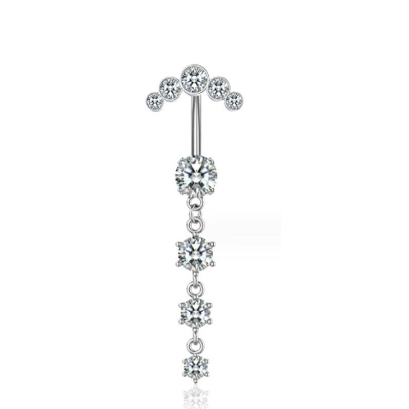 Piercing per ombelico, gioielli con quattro diamanti a forma di farfalla, in acciaio inossidabile e rame_voghion.com