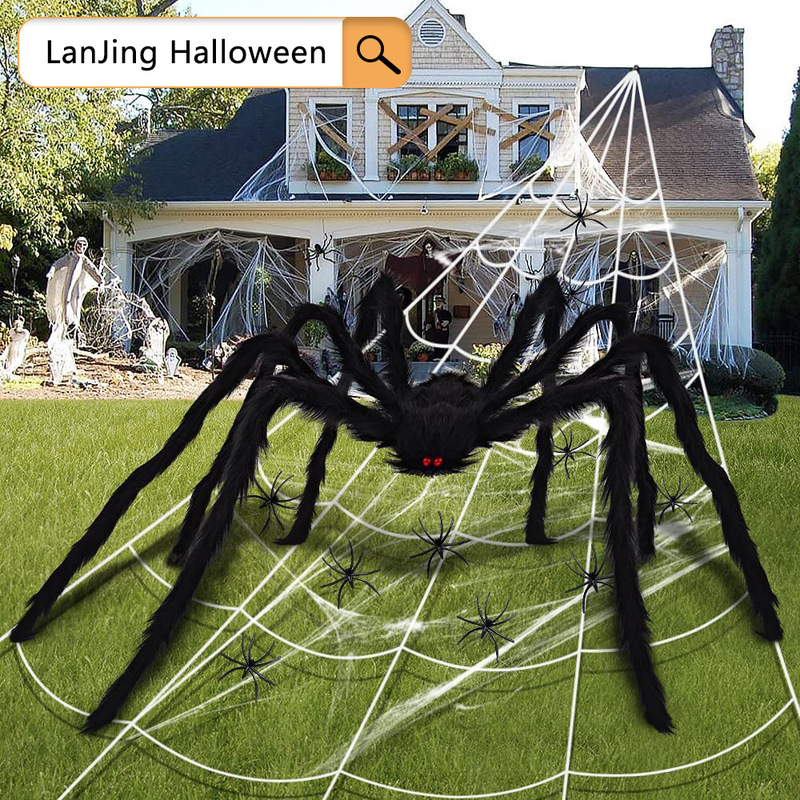 Cross-border Halloween Triangle Spider Web Haunted House Chamber Decoration Props Luminous Fan Web Horror Tricky Toy