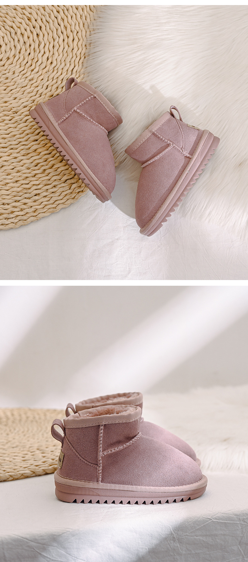 Bottes de neige en cuir de vache pour enfants, bottes courtes pour garçons et filles, en coton peluche épais, de haute qualité, nouvelle collection 2022_voghion.com