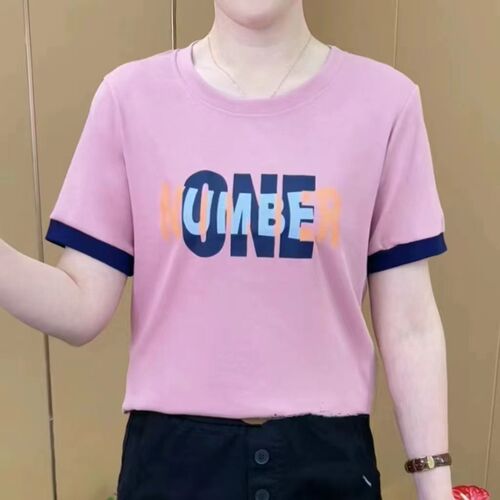 2024 fashionable Western-style mom's outfit letters spring T-shirt middle-aged and elderly large size all-matching bottoming shirt casual women