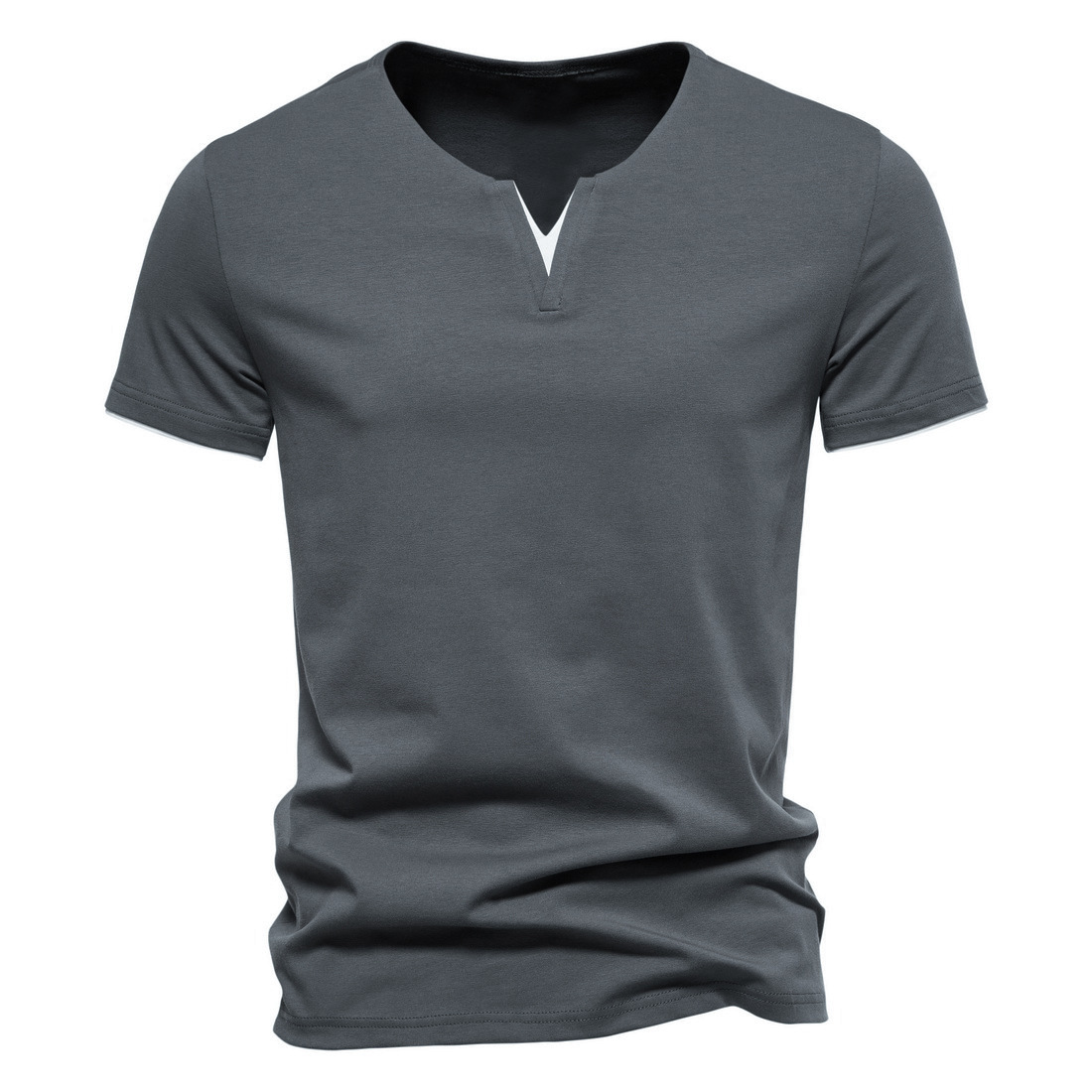 315g Weight Short Sleeve Sleeve Length Regular Sleeve Sleeve Type Polyester Fabric Type Regular Top Length T-shirt Tops Type Casual Occasion V Neck, Collarless Neckline Regular Fit Fit Type Solid Color Pattern Summer Season Men's Gender British Style Style Men's Solid Color T-shirt Men's Clothing 无