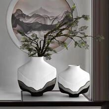 新中式创意陶瓷摆件样板间客厅玄关软装饰品书房茶室禅意摆设花瓶