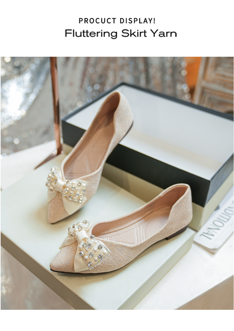 Women's Elegant Solid Color Bow Knot Point Toe Flats display picture 4