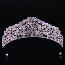 新款玫瑰金色大皇冠鑲鑽發冠頭飾新娘婚禮王冠禮服配飾舞台發飾品