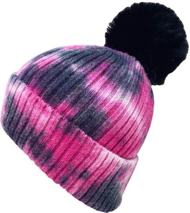 Factory Direct Supply of Customized Fake Fur Balls, New Fashionable and Popular Women's Tie-Dyed Knitted Hats, Section-Dyed Winter Warm Hats