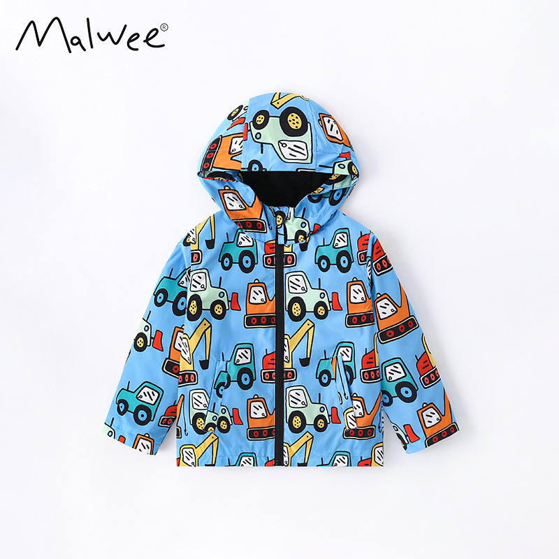 Malwee gabardina para niños Primavera y otoño nuevos niños europeos y americanos guapos impresos abrigo infantil de manga larga
