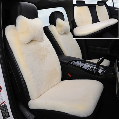 Wool pad Pad Thickeneded Warm Seat Cushion Winter - beige-full-car-set-nine-piece-set
