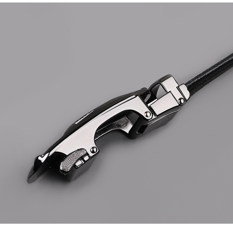 Cintura da uomo in pura pelle di vacchetta con fibbia automatica in pelle da uomo_voghion.com