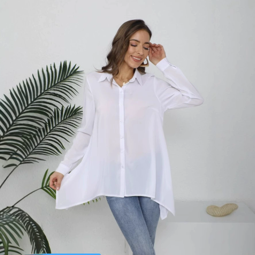 2025 Весна и Осень Шифон солнцезащитный крем Черная рубашка с длинными рукавами