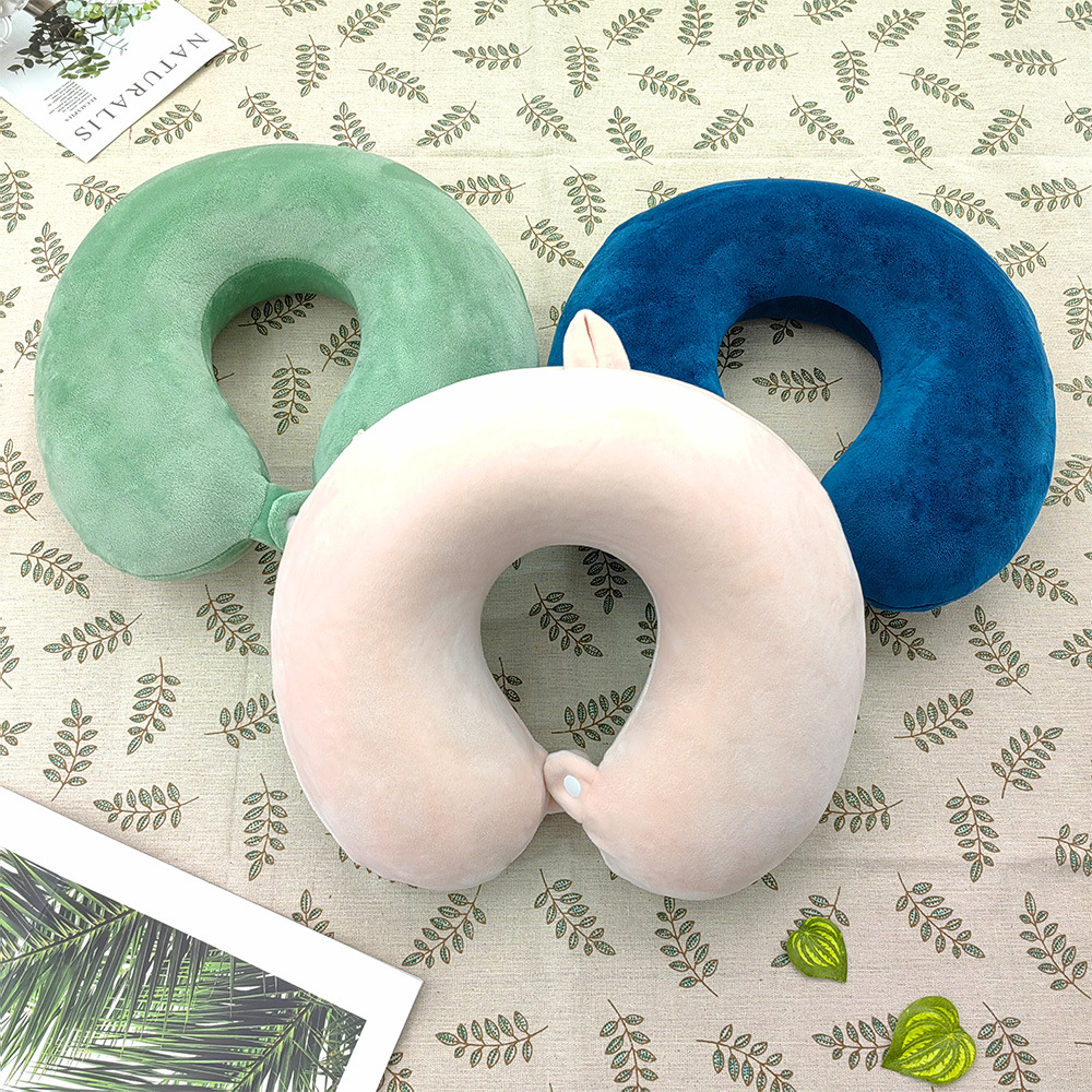 Cuscino a forma di U in memory foam a lento ritorno elastico, portatile, ideale per viaggi, ufficio e brevi riposi._voghion.com