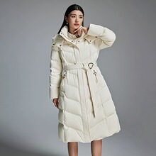 2025秋冬腰带时尚气质白鸭绒羽绒服女长款加厚保暖收腰显瘦外套