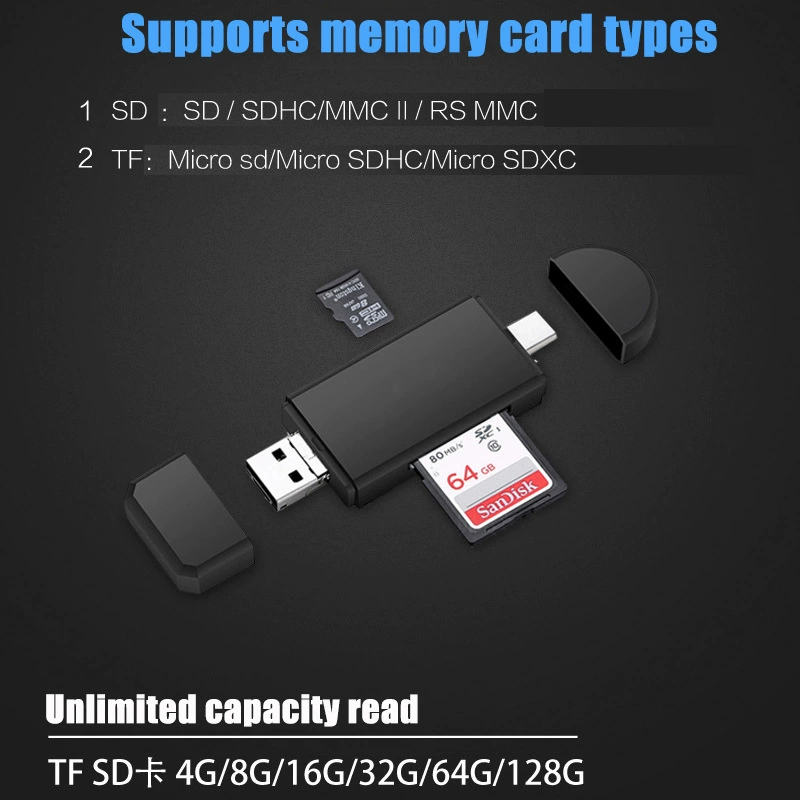 DM-HC31 USB 2.0 для чтения карт SD TF на телефон/компьютер, универсальный Micro+USB+Type-C тройной слот