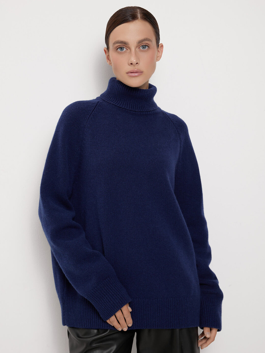Suéter de Cuello Alto de Lana, Estilo Europeo y Americano, Otoño-Invierno 2025, Nuevo Suéter Holgado de Punto, Cálido para Mujer image 6