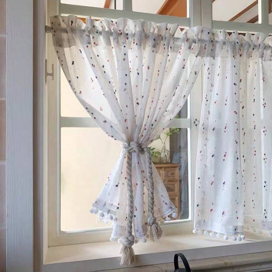 Retro Small Floral Translucent Window Screen Bedroom Living Room Bay Window Half Blackout Curtain Manufacturer Wholesale