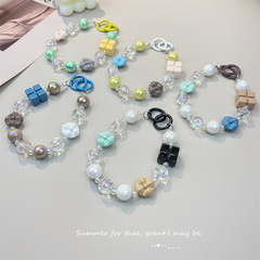 創意網紅手繪珠鑰匙扣莫拉德手機鏈馬卡龍多巴胺少女繽紛色彩米珠