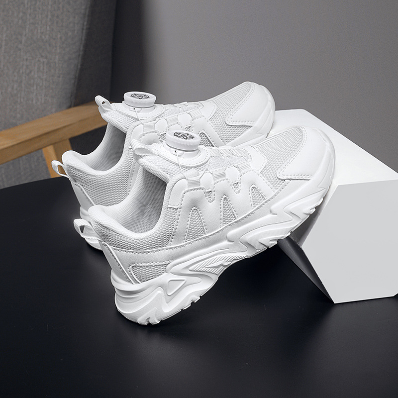 Zapatos blancos para niños 2025 otoño nuevos zapatos deportivos de cuero para niños y niñas