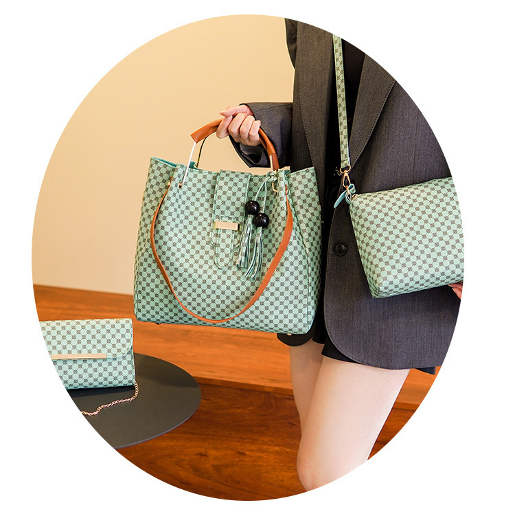 2925g Weight Women's Large Pu Leather Round Dots Elegant Streetwear Square Zipper Bag Sets
