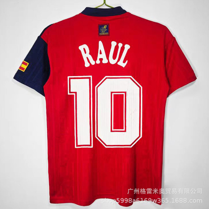 adidas x Spain Retro 1998 Raul #10 Home Jersey Red/Navy
