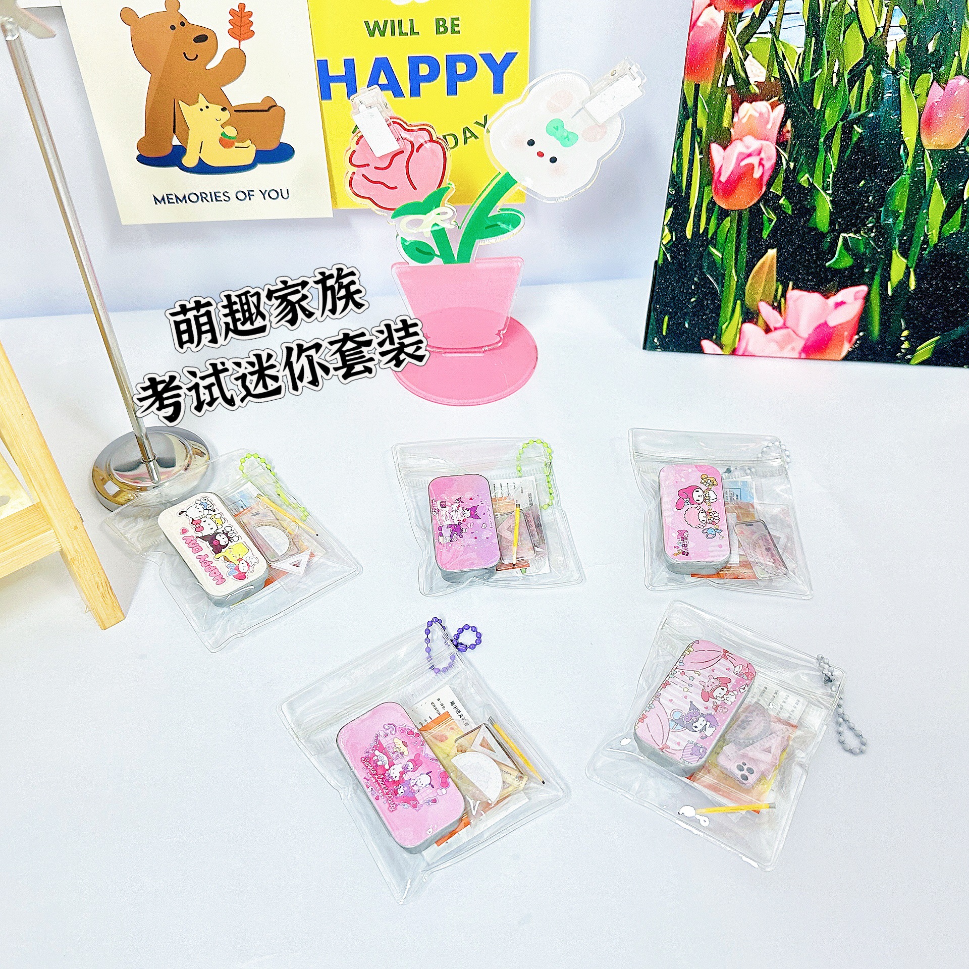 B mini juego de examen de papelería caja de papelería de simulación en miniatura caja de lápices escena de aprendizaje juguetes de decoración pequeña