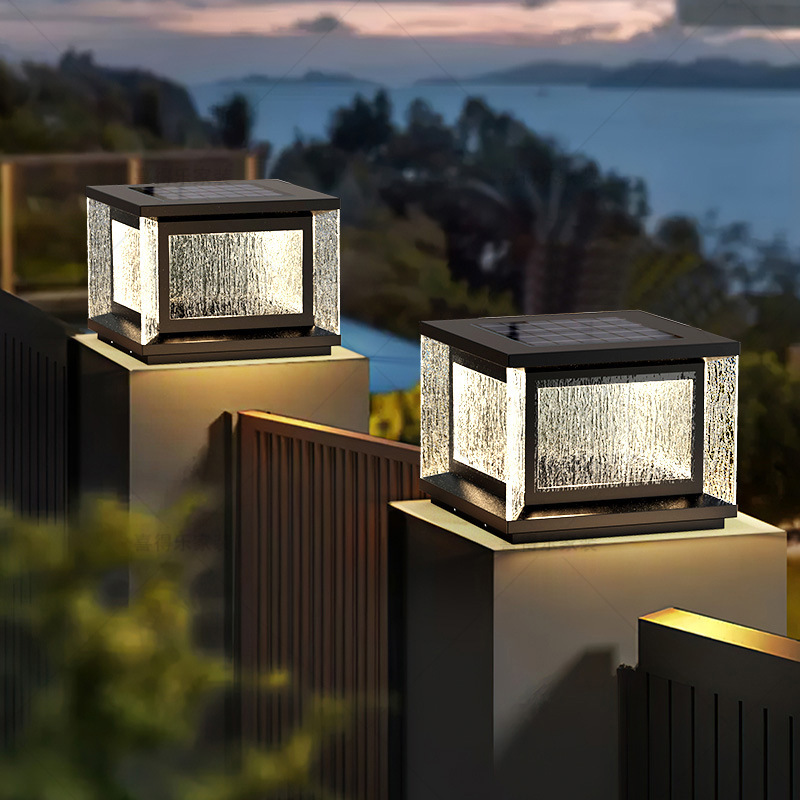 Solar Column Head Light LED Outdoor Waterproof Courtyard Villa Wall Head Enclosed Pillar Door Home Door Column Light