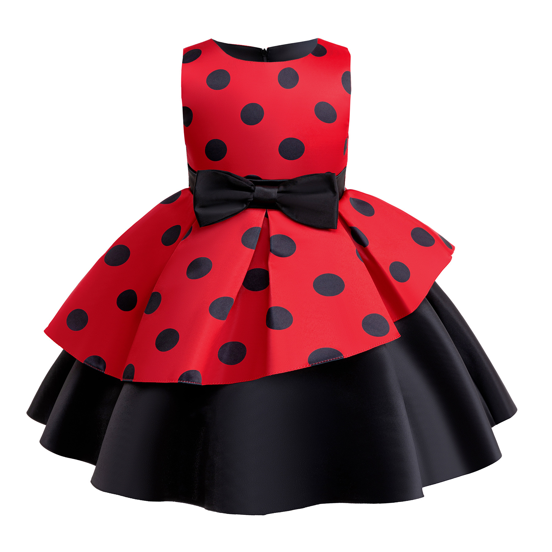 Girls dress Halloween Children's Clothing New Red Print Dress Bow Princess Dress Children's Dress