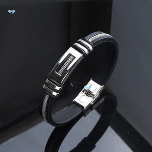 Stains Steel Copy Leather Wristband Stylish Stains