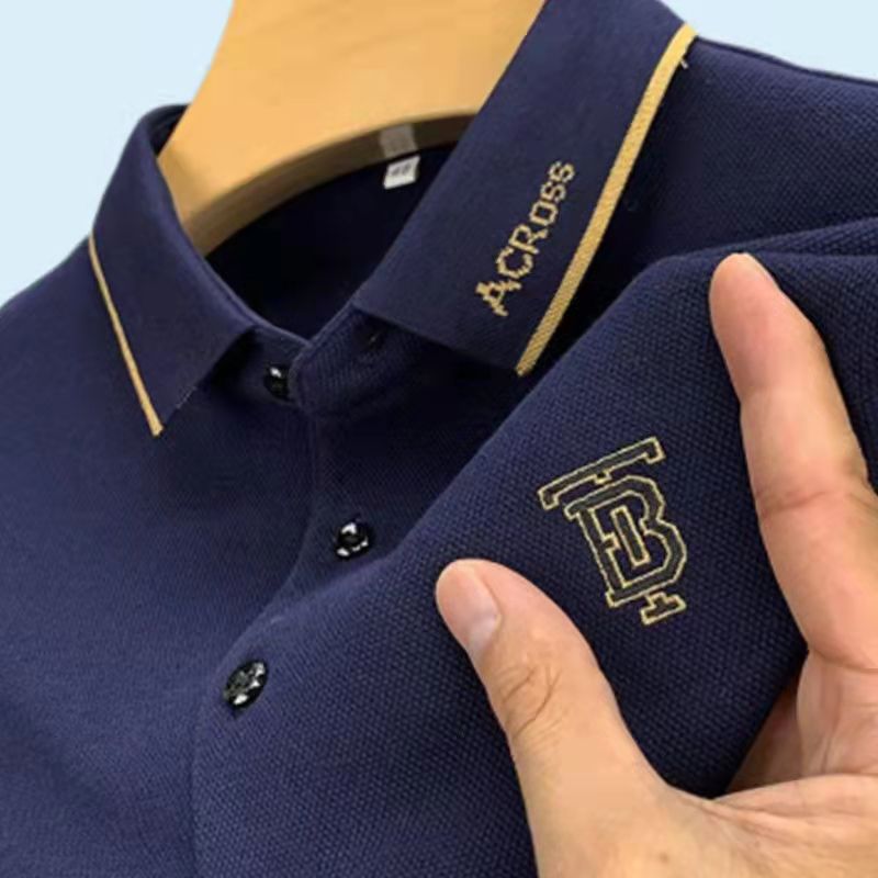 Camiseta de manga corta de los hombres de verano solapa bordada más el tamaño de la camisa de polo joven y de mediana edad de negocios casual de comercio exterior de los hombres top