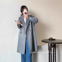 【显高婴驼绒】韩兮通勤双面羊毛大衣双排扣简约高级感毛呢外套女