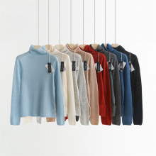 轻柔云朵 康宝莱桑蚕丝羊绒羊毛无缝堆堆领针织衫打底衫毛衣F5005