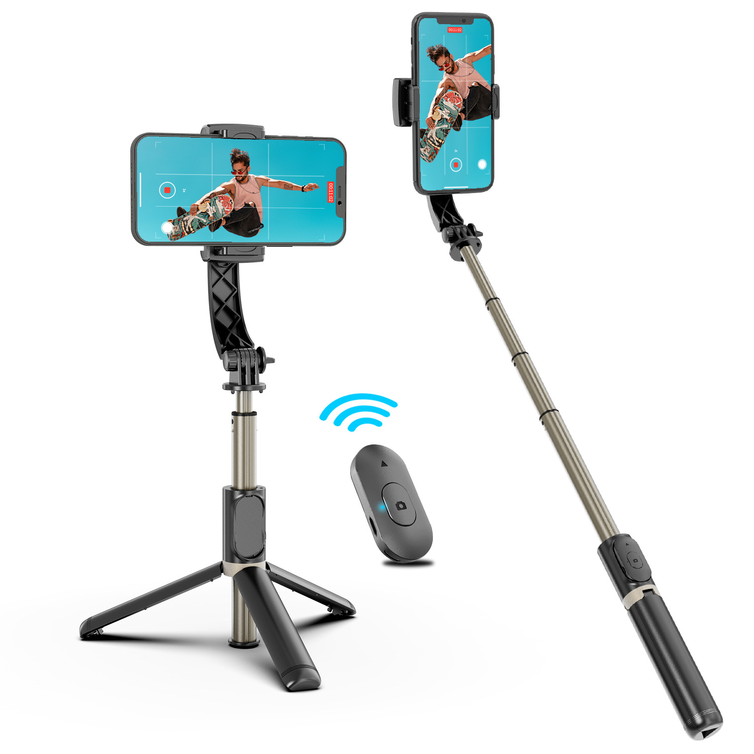 Q08 [black] intelligent anti-shake + tripod + 360-degree rotating shooting + bluetooth remote control