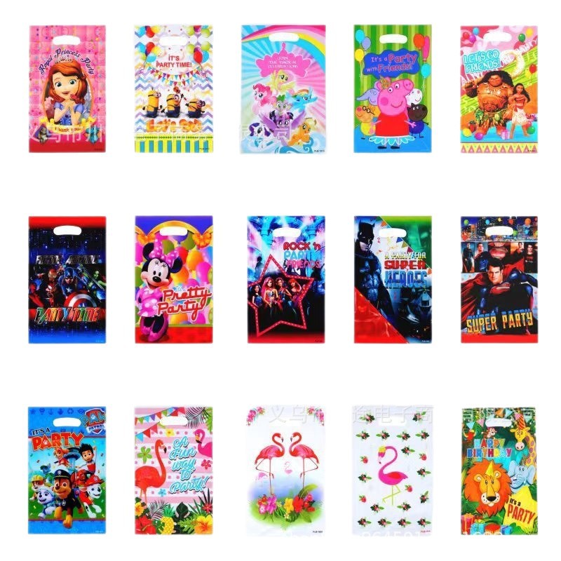 Fábrica directa bolsa de regalo de dibujos animados para niños fiesta de cumpleaños bolsa de regalo película perlada bolsa de regalo PE ahora