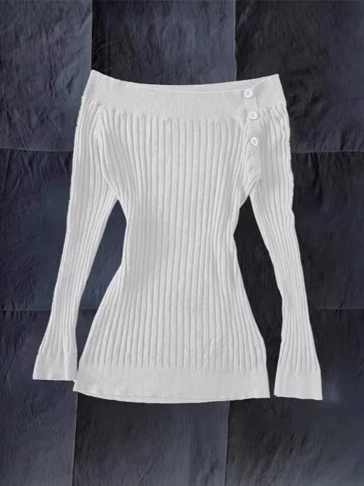 Вязаный свитер с открытыми плечами, женский, осенний длинный рукав, S–L
