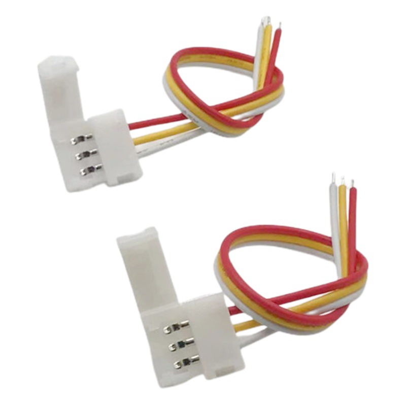 Tira de luces LED de 10 mm, 3 pines, multicolor, con conector sin soldadura, conector a presión sin soldadura de 8 mm, multicolor.