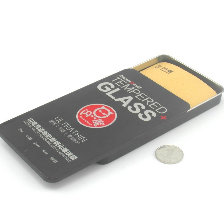 马口铁钢化玻璃膜推拉盒 手机膜保护膜铁盒厂家 电子铁罐