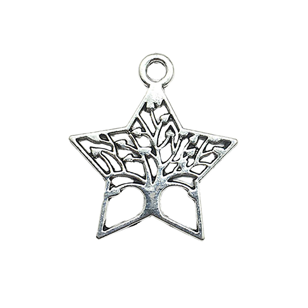 Retro DIY accesorios de joyería de aleación hechos a mano 1 Estrella hueco estrella de cinco puntas collar de meteorito pendientes colgante