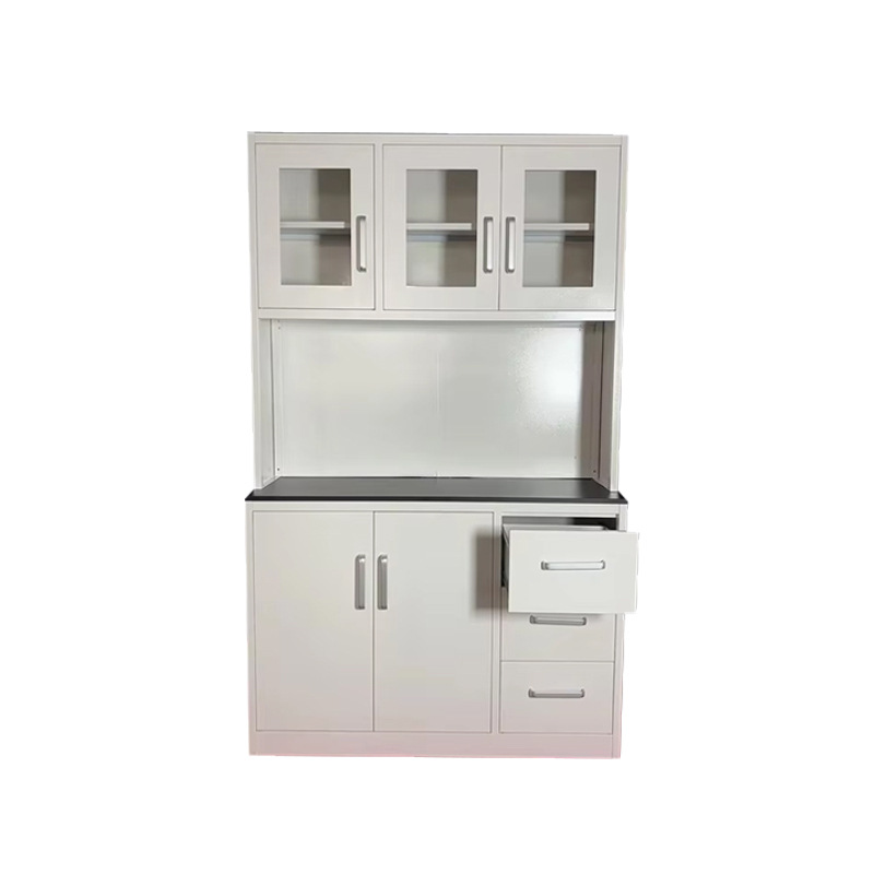Amazon armario de venta caliente armario de acero doméstico de gran capacidad armario de almacenamiento con puerta de vidrio armario de comedor de sala de estar