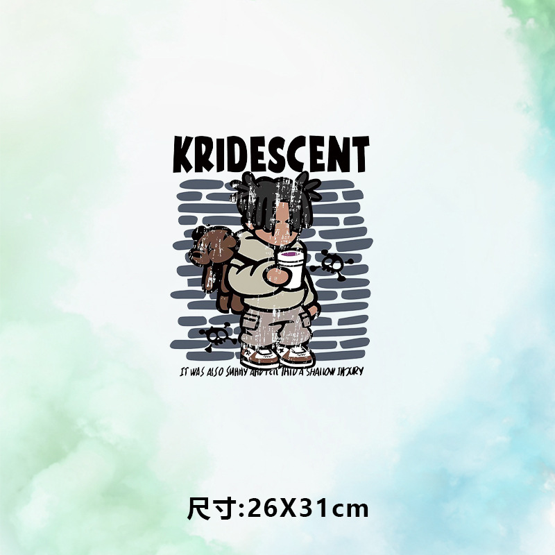 高级烫画图案新款卡通kridescent烫画贴印花衣服热转印白墨烫画