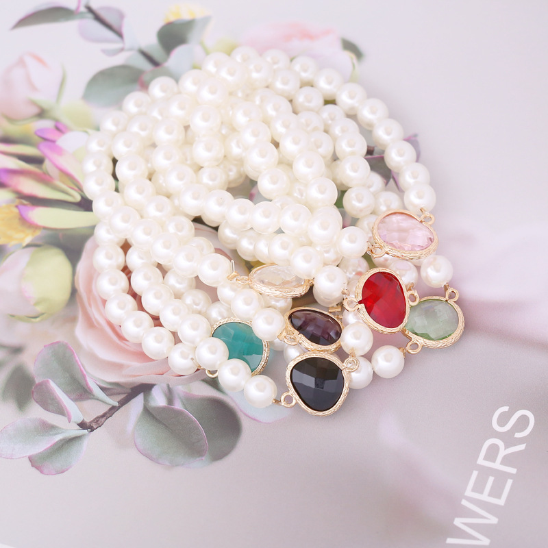 Nihaojewelry retro glass pearl elastic adjustable bracelet Wholesale jewelry