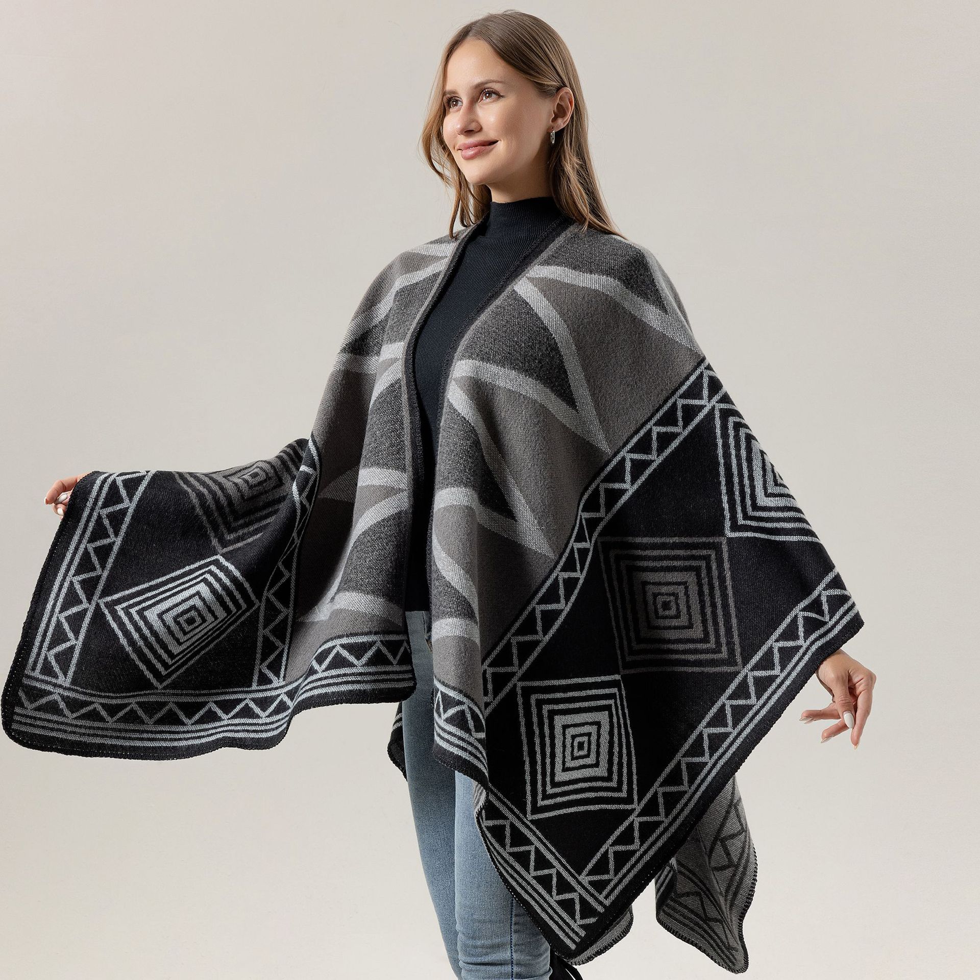 New Fashion Retro Shawl, Warm Oversized Scarf, Travel Wear, Imitation Cashmere Cape Coat Wholesale