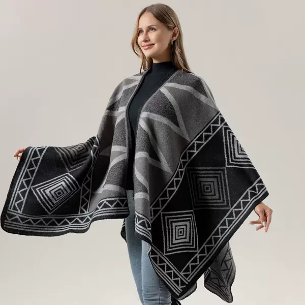 New Fashion Retro Shawl, Warm Oversized Scarf, Travel Wear, Imitation Cashmere Cape Coat Wholesale