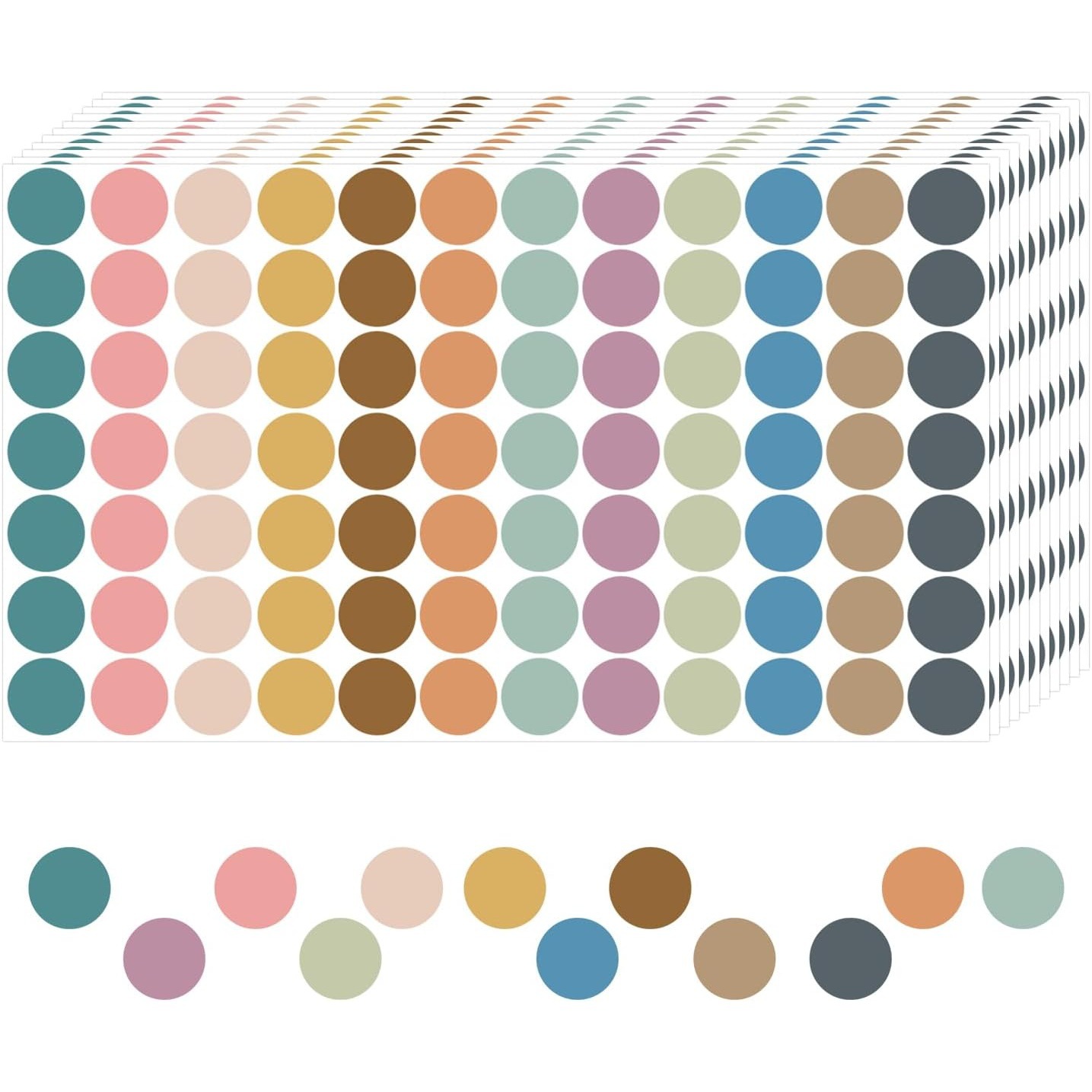 波西米亚风格圆形彩色点贴纸4200片教学办公用
